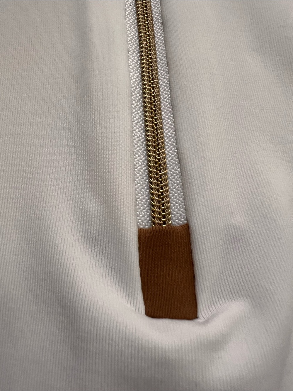 Brendratti Italy 46 White Camel Golf Quarter Zip Riri Crystal Pullover M/L - Picture 7 of 10